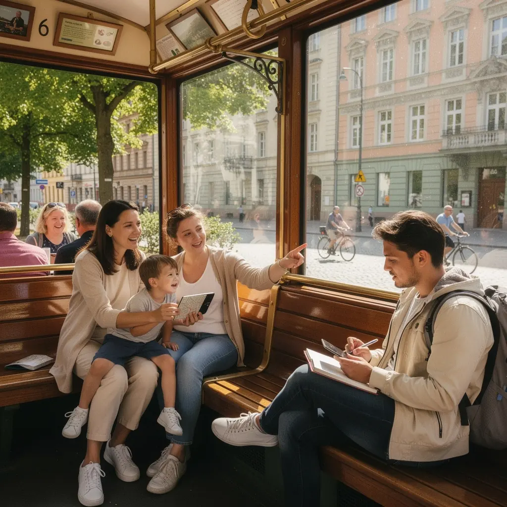 Ein Überblick über einen malerischen Park mit einer Familie, die ein Picknick genießt.