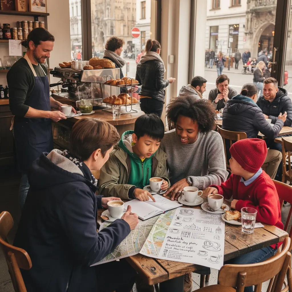 Eine Landkarte von Deutschland mit eingezeichneten Reiserouten und Sehenswürdigkeiten.